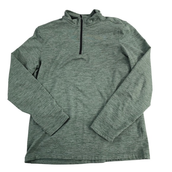 01 ALGO Performance Men's Green Heather Quarter Zip Pullover Long Sleeve Shirt M - Picture 1 of 8